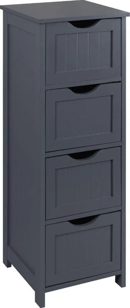 Chiffonnier de salle de bain gris 81 cm meuble de rangement vertical