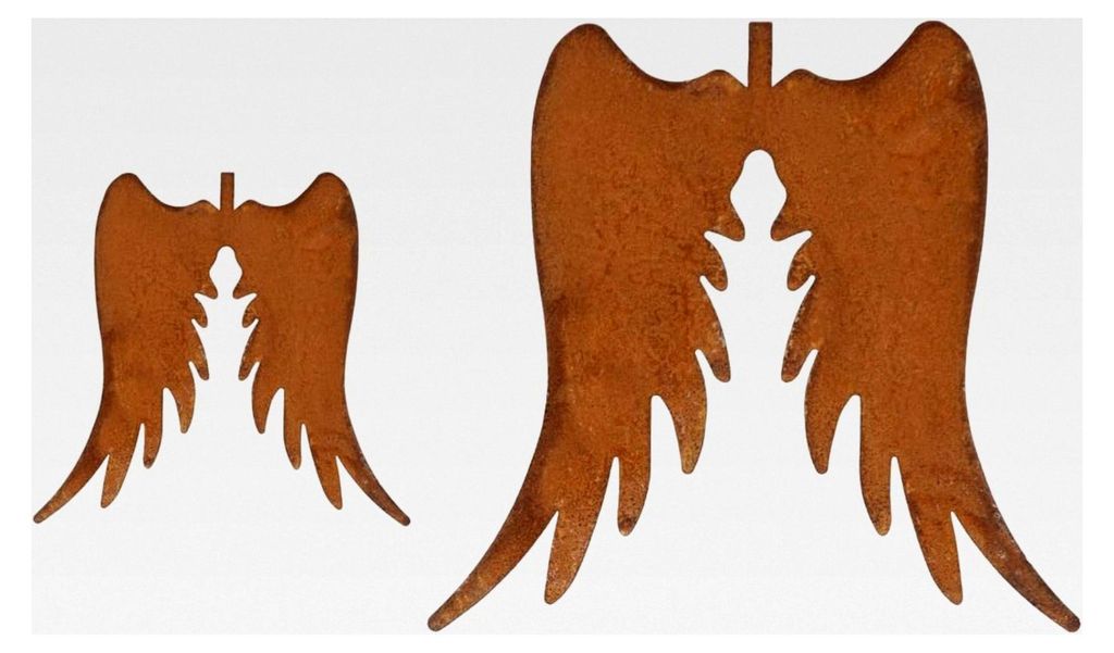 Engelflügel 2er Set aus Edelrost Metall für die Gartendekoration
