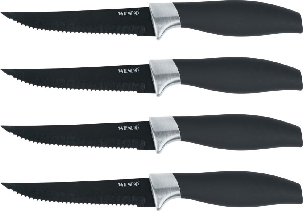 WENKO Edelstahl Steakmesser Otis im vierer Set Schwarz 21,5 Produktbild 