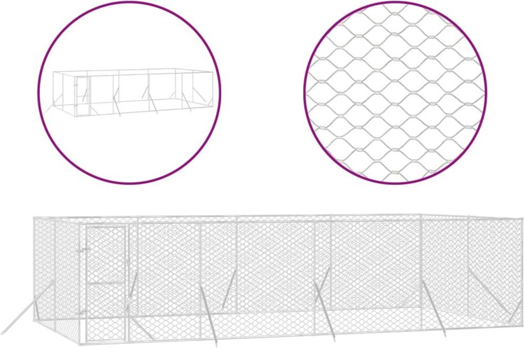 vidaXL Outdoor-Hundezwinger Silbern 8x4x2 m Verzinkter Produktbild 