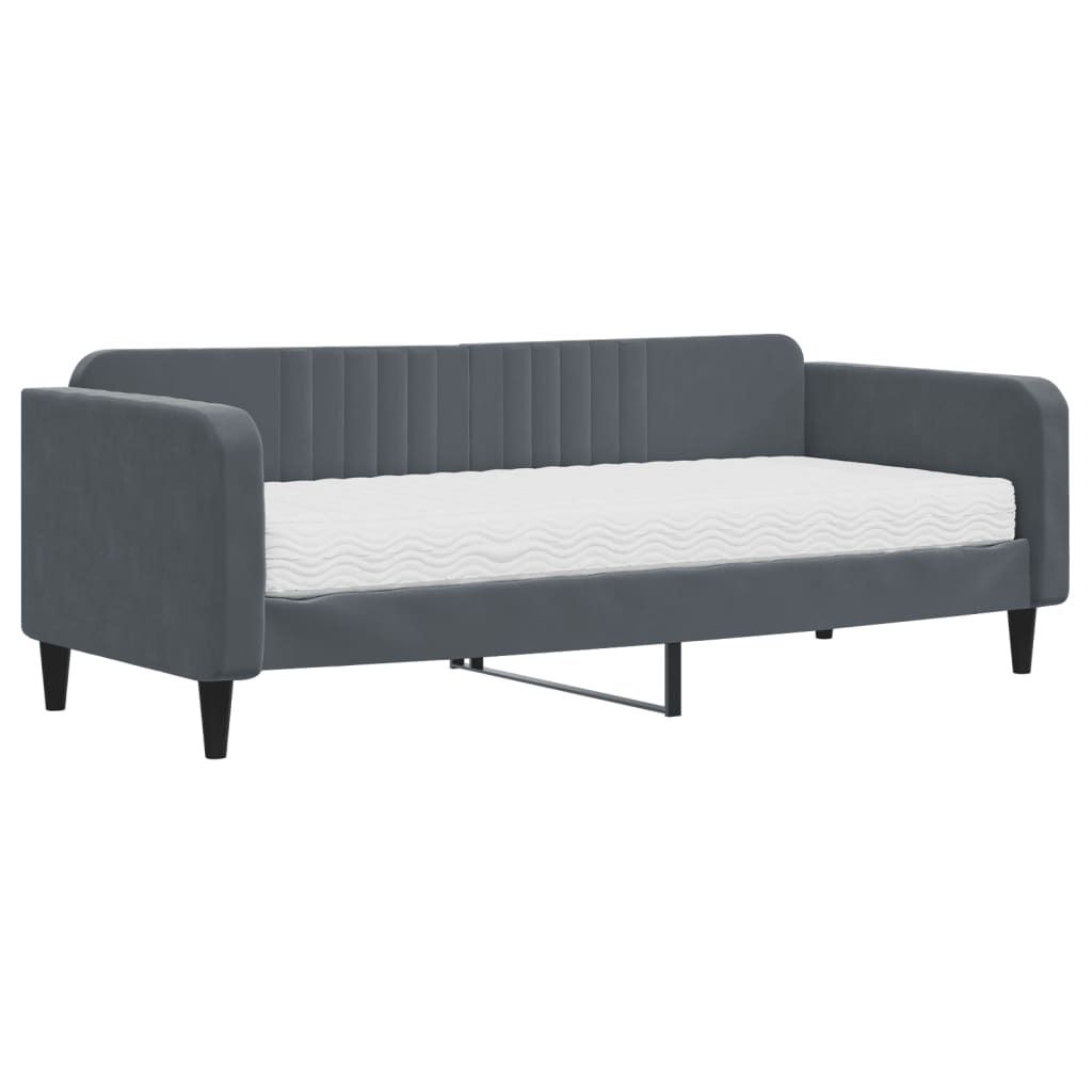 vidaXL Tagesbett mit Matratze Dunkelgrau 90x200 cm Samt