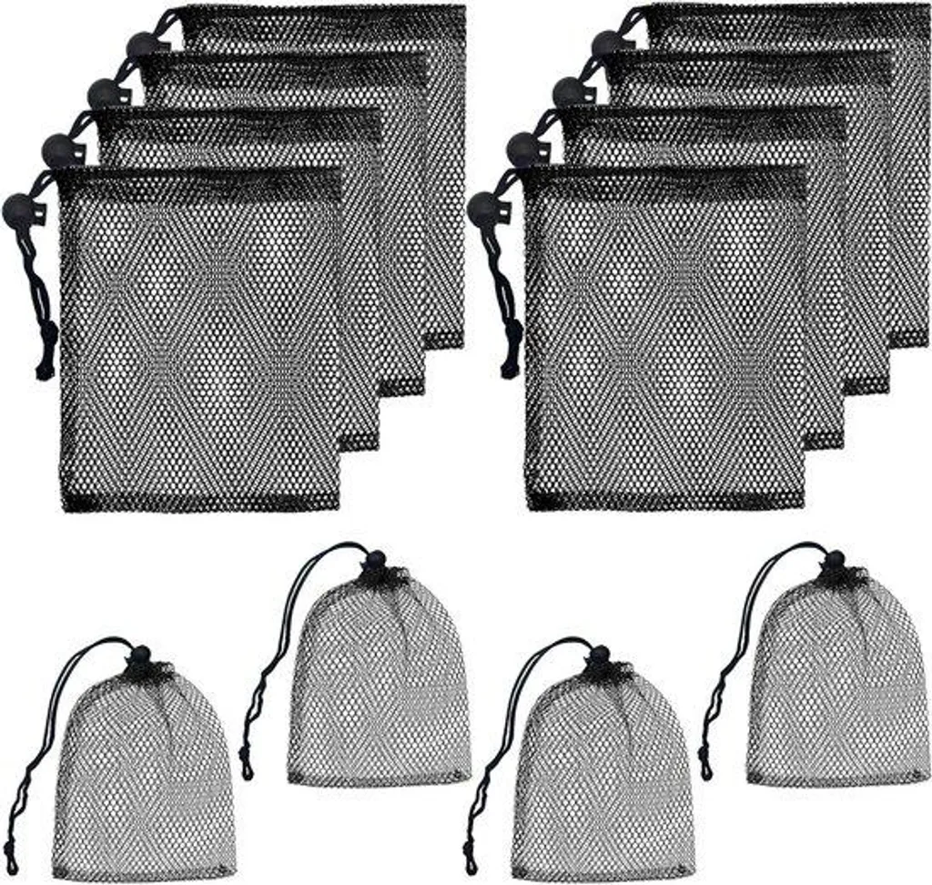 Pochon de plage noir 15 x 20 cm, lot de 12 sachets de rangement souples