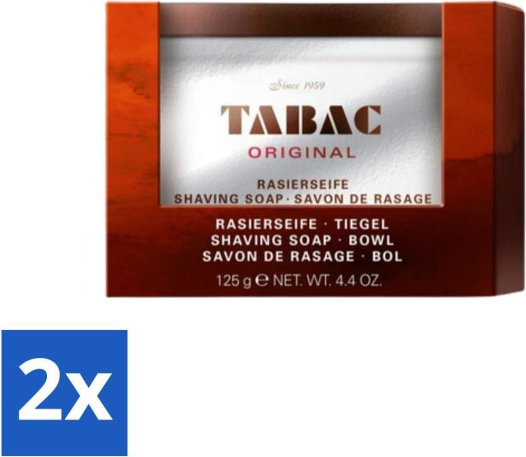 Tabac Original - Rasierseife im Glas - Reichhaltiger Schaum - 125g - Vorteilspack - 2 Stücke