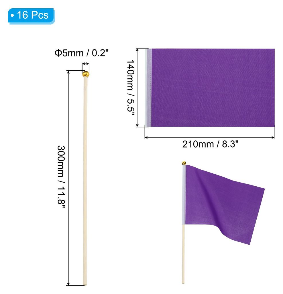 16Stk Lila Flagge Spiel Einfarbig Lila Fahnen Klein Mini Fahnen Stick Party Dekorationen fš¹r Spiel Geburtstag Karneval