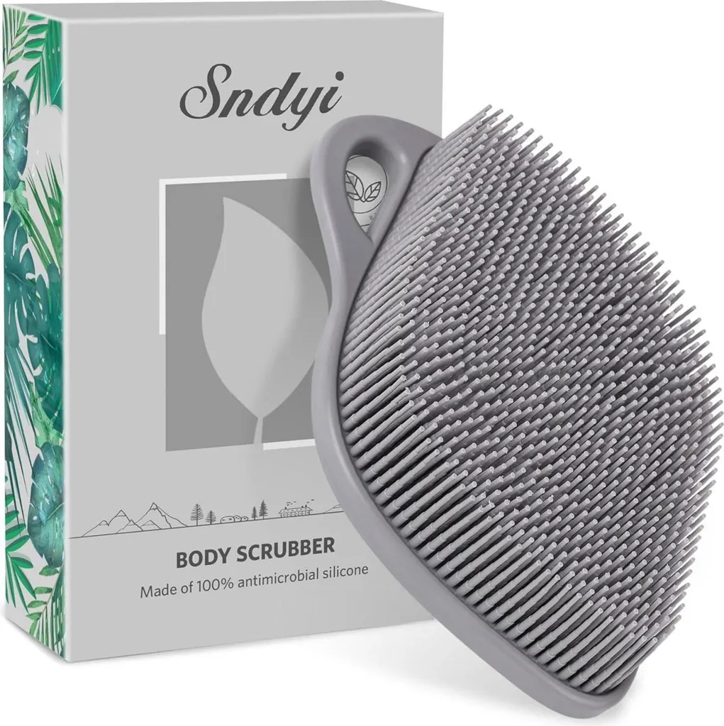 Brosse de douche silicone design feuille pour gommage doux et bien-être