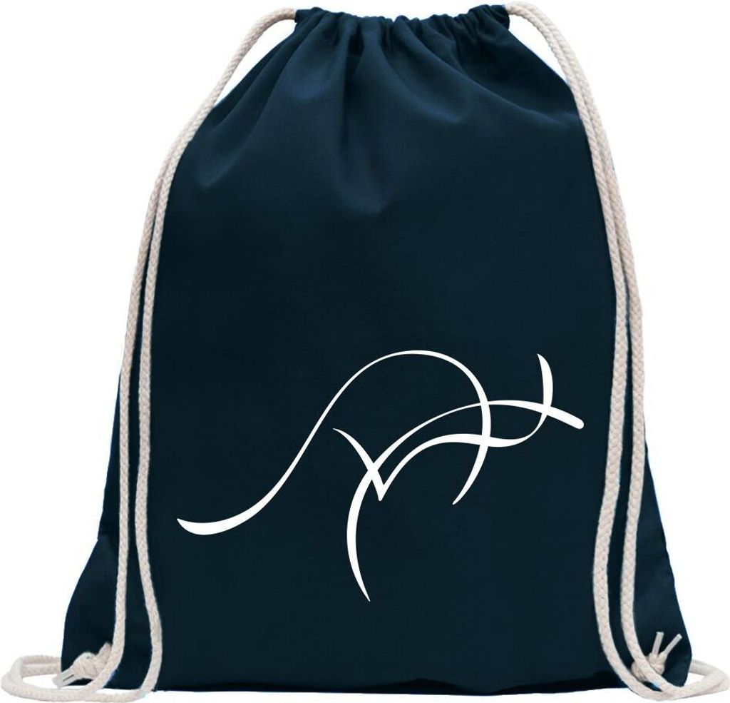 Kiwistar - Turnbeutel - dunkelblau - Känguru - Fun Rucksack Sport Beutel Gymsack Baumwolle mit Ziehgurt