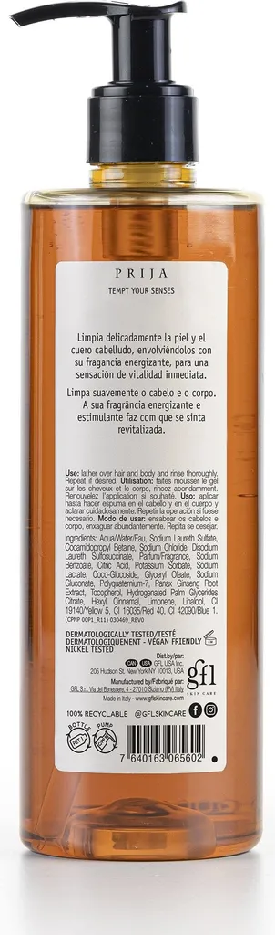 Trattamento Tonificante PRIJA al Ginseng 5x380ml - Shampoo Doccia 2in1 - 2