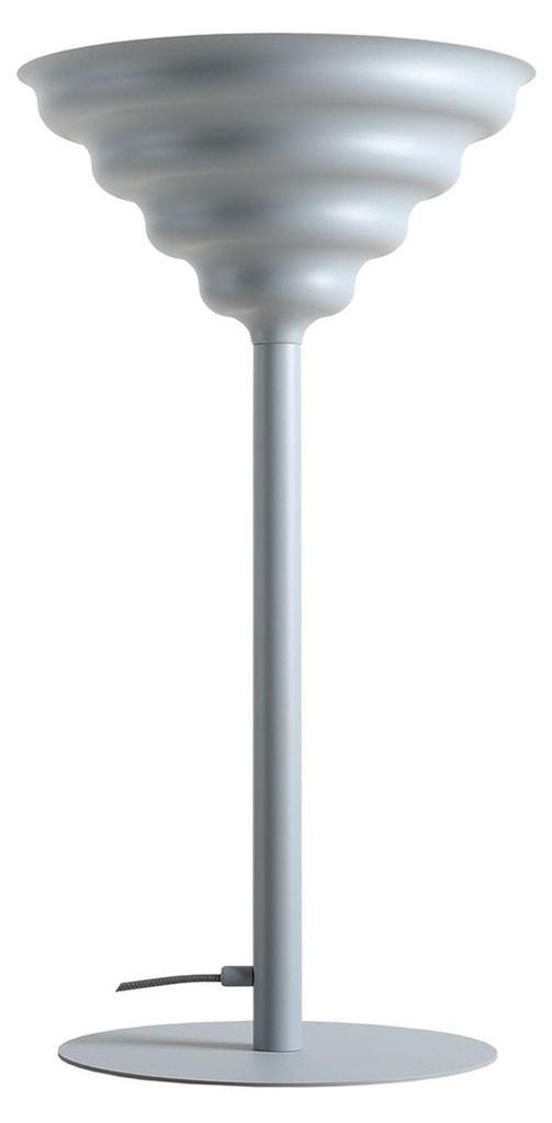 Tischlampe Metall Glas G9 rund D: 30 cm 56 cm hoch Blaugrau Modern Beistelllampe