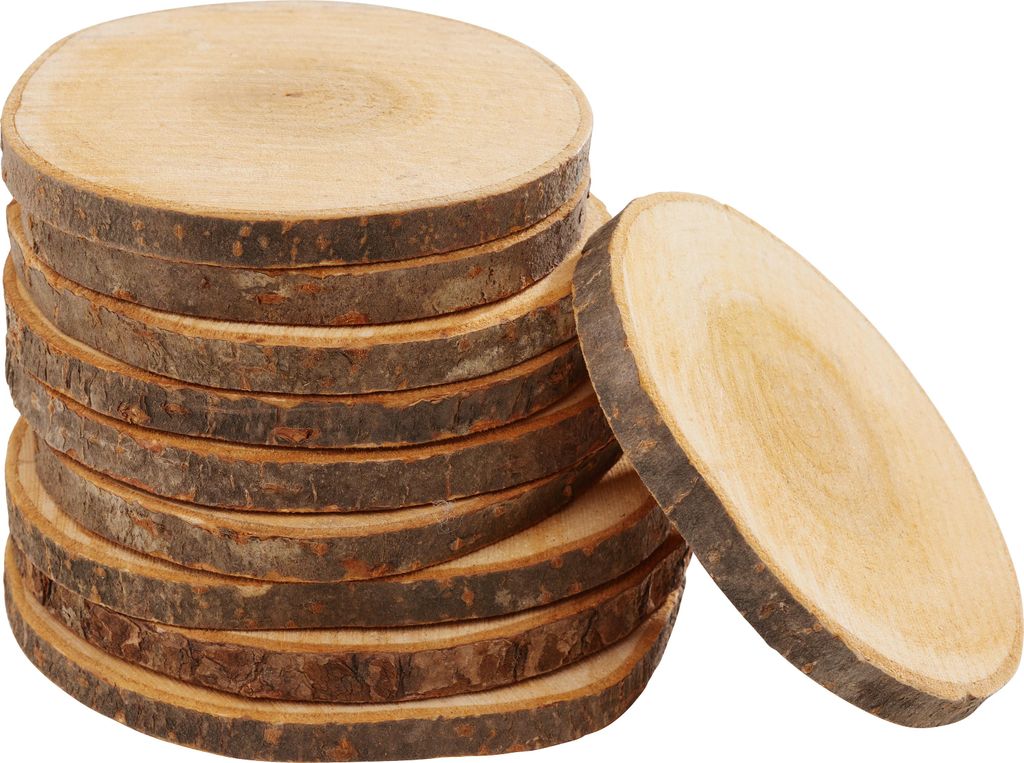 VBS Rindenscheiben Rund 9 bis 11 cm 10 Stück Holzscheiben Produktbild 