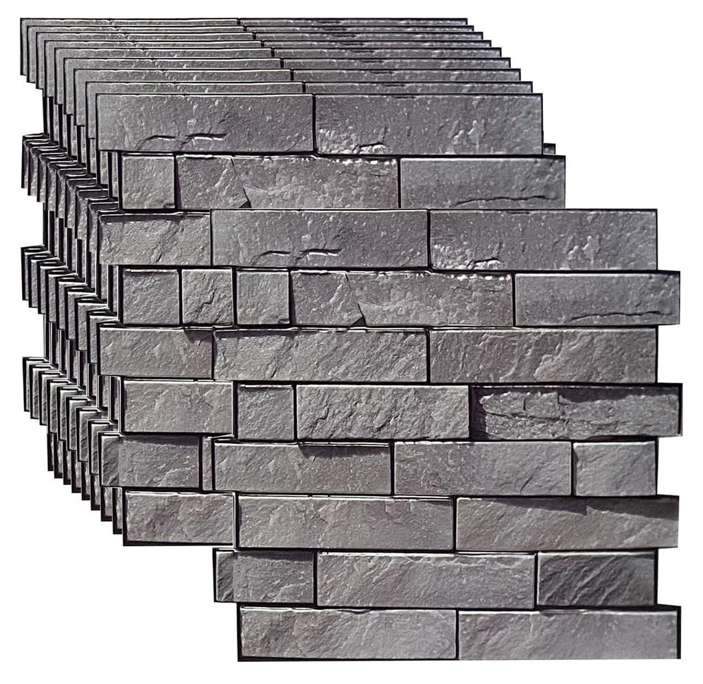 10 Stück 30 x 30 cm 3D-Wandpaneele in Steinoptik, selbstklebende Fliesen, selbstklebende PVC-Wandverkleidung in Ziegeloptik für Wohnzimmer, Kamin...
