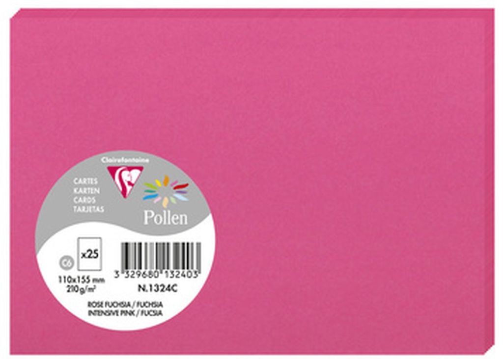 Clairefontaine Karte C6 Pollen 210g fuchsia, 25 Blatt, Format 110x155mm