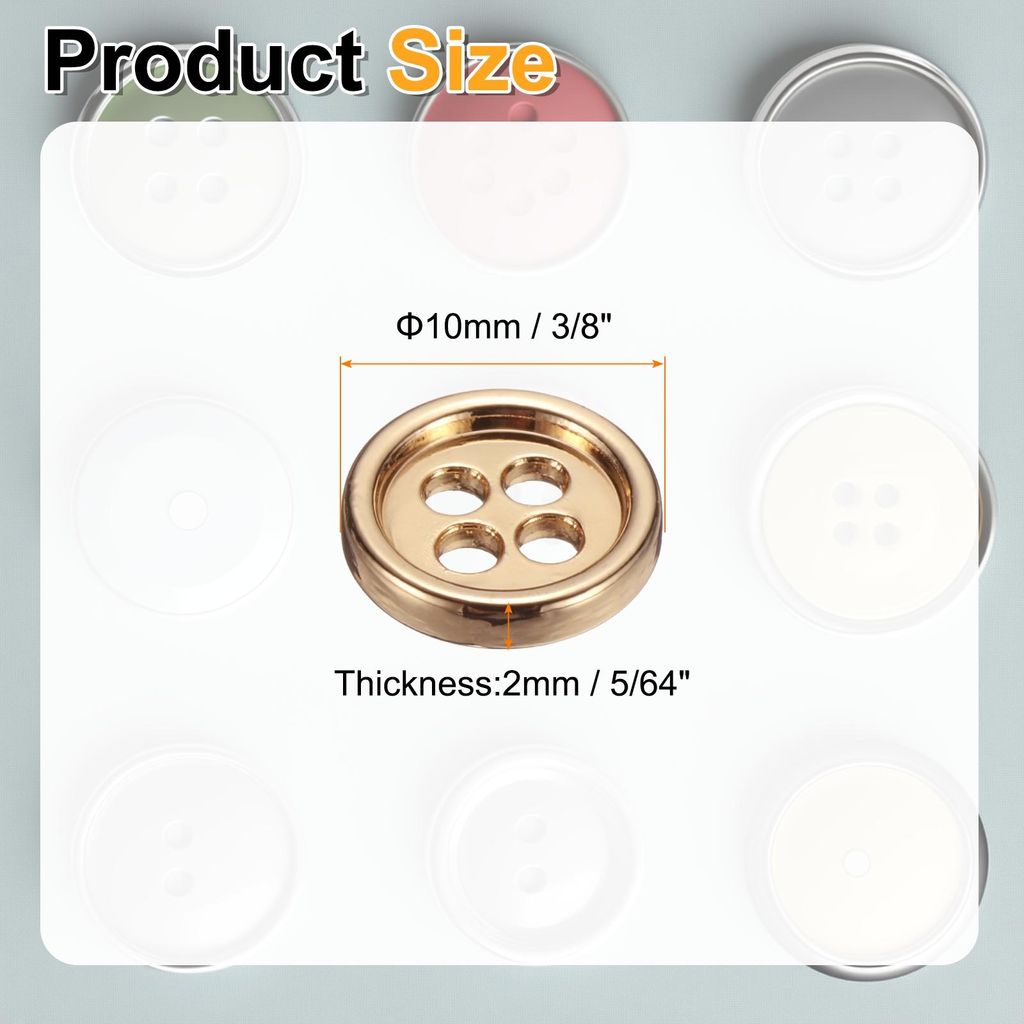 10 Stš¹ck 10mm Metall Kn?pfe, 4-Loch Runde Hemden M?ntel Kleidung N?hkn?pfe fš¹r Dekoration Handwerk DIY Zubeh?r (Gold)