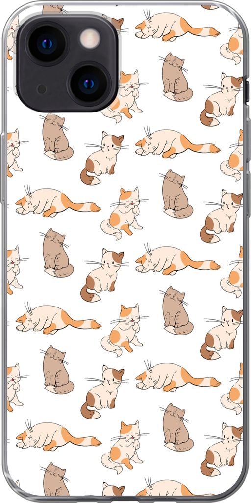 MuchoWow Handyhülle Schutzhülle Hülle für Telefoonhoesje iPhone 13 mini Muster - Katze - Kätzchen - Jungen - Mädchen - Kinder - Kinder Sili...