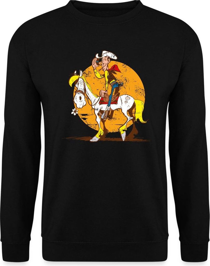 Spreadshirt Lucky Luke Jolly Jumper im Sonnenuntergang Uni Pullover, XXL, Schwarz