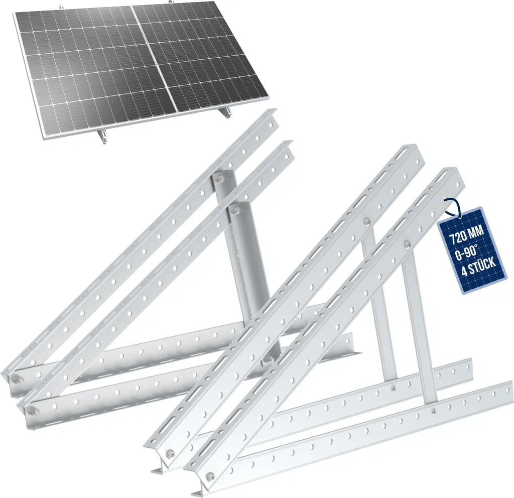Fixation Panneau Solaire Anti-Corrosion Réglable 0-90° - Lot de 4