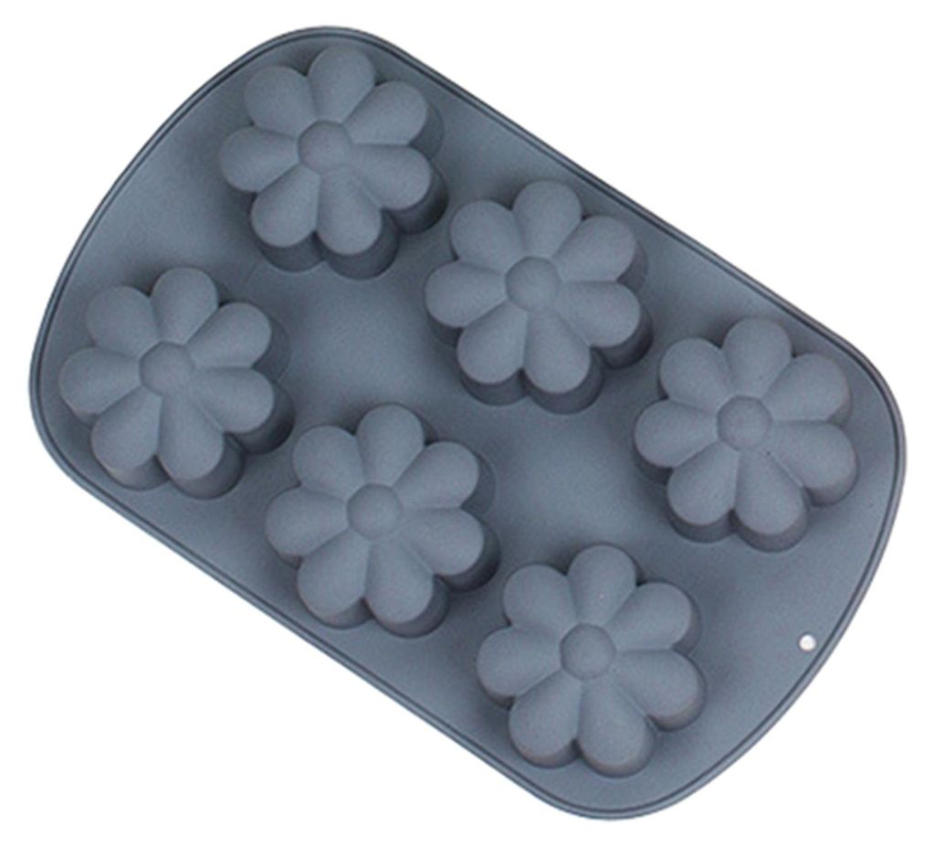 Silikonform mit 6 Mulden in Blumenform, antihaftbeschichtet, lebensmittelecht, leicht zu lösen, für DIY-Süßigkeiten, Pudding, Schokolade, Fonda...