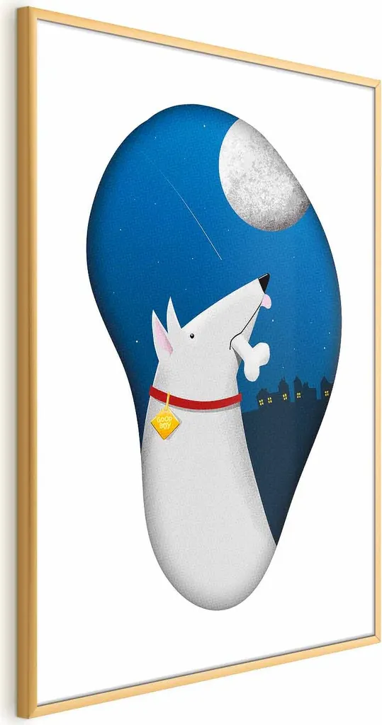 Quadro Dog Dreams 40x60 Gold - Poster Design Moderno senza Bordi