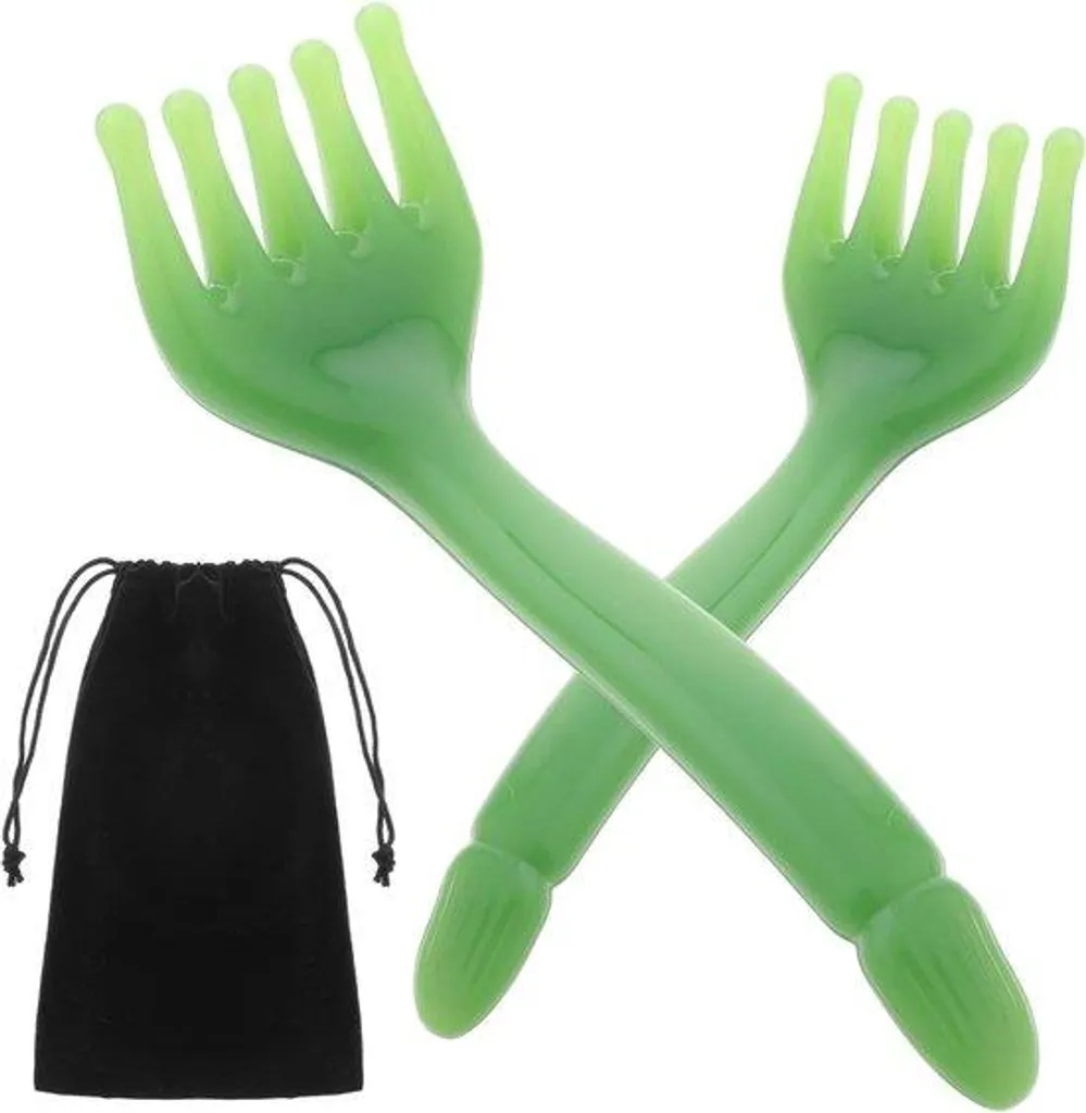 Brosse à main verte pour cuir chevelu - Picots souples et massage relaxant