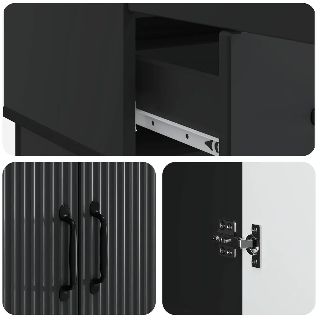 Buffet noir vidaXL en aggloméré compact, rangement solide chic