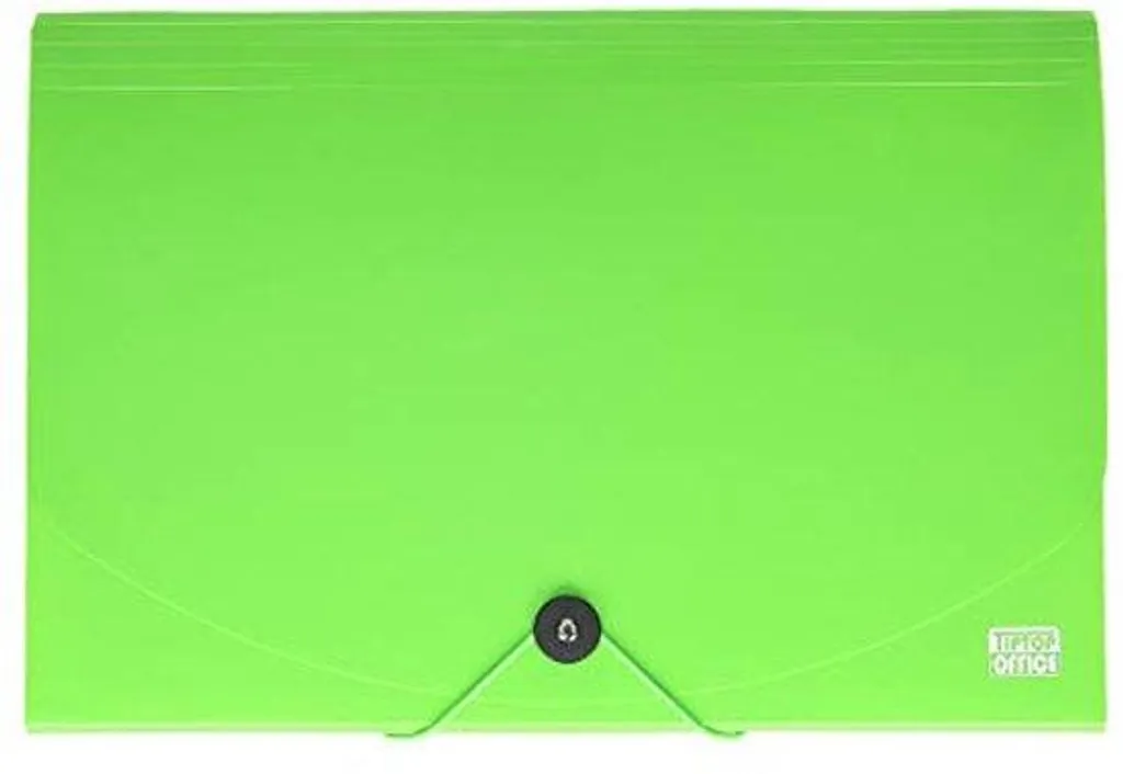 Classeur vert à 12 compartiments et fermeture élastique pour documents