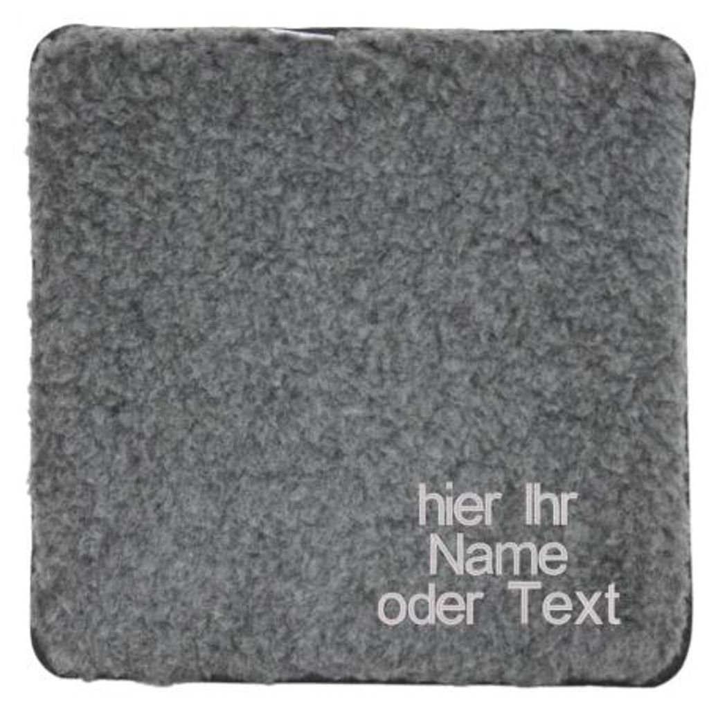 Schurwoll-Sitzkissen mit Namenseinstickung Wunschname Eigener Name 40899 Color - grau