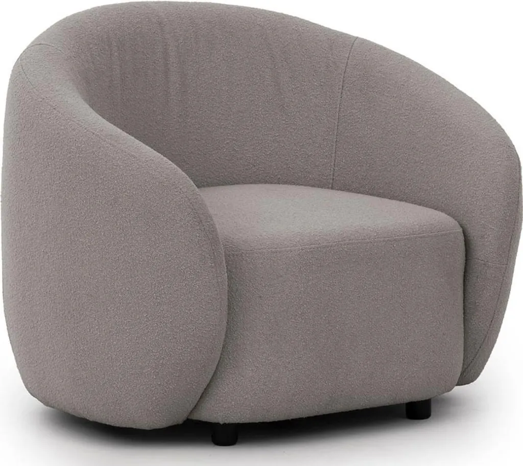 Lisa Design Flore - Fauteuil en tissu bouclette gris au style scandinave