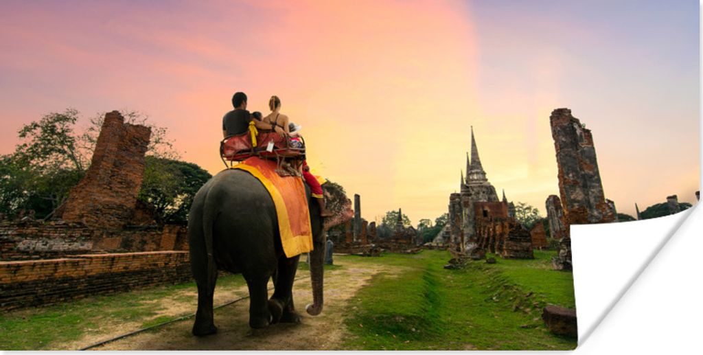 MuchoWow Poster Reiten auf einem Elefanten 150x75 cm - ohne Rahmen