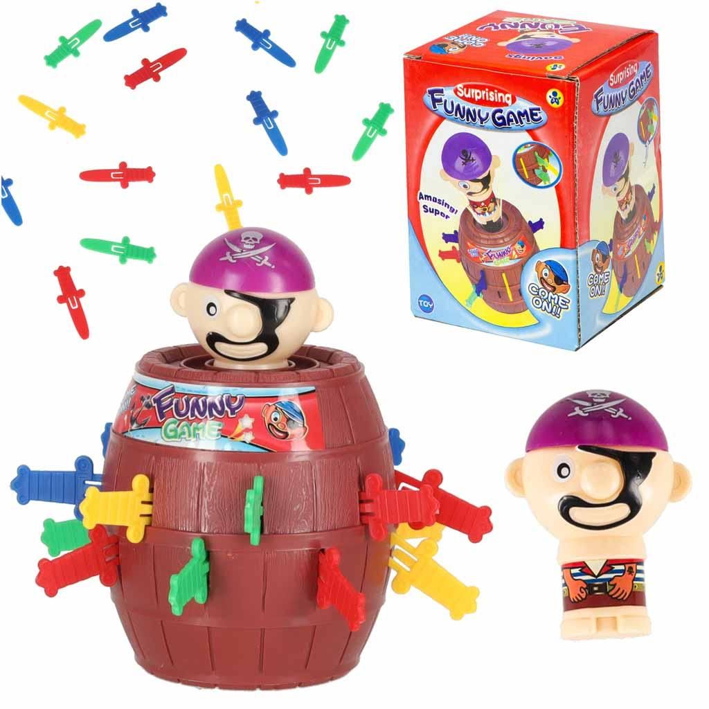 Crazy Pirate Barrel Arcadespel Steek de piraat 9 X 9 X 12,5 Productafbeelding 