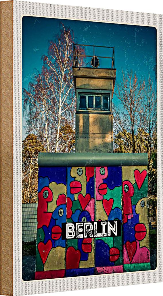 Holzschild Reise 20x30cm Berlin Deutschland Bunt Gemälde