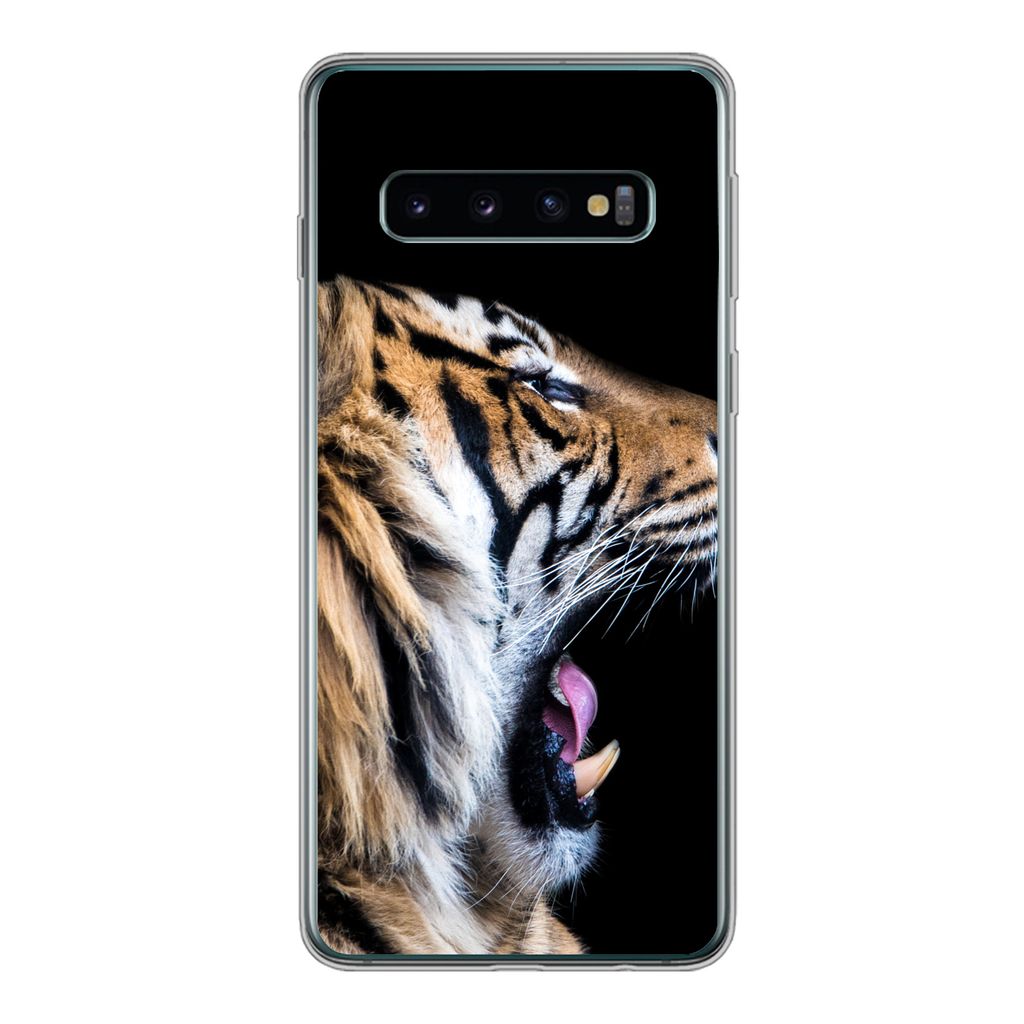 MuchoWow Handyhülle Schutzhülle Hülle für Samsung Galaxy S10 Tiger - Tiere - Porträt Silikon Softcase Handy Hülle - Handytasche