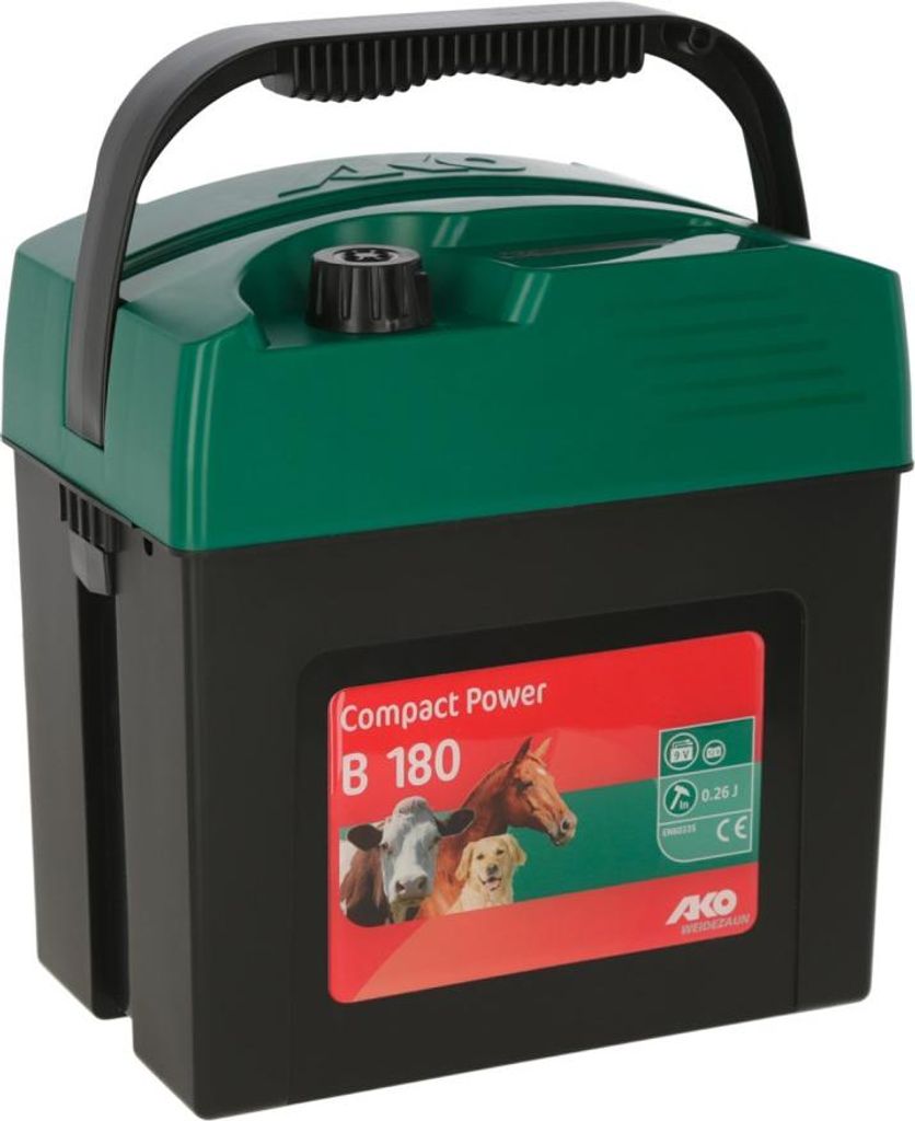 AKO Compact Power B180 Weidezaungerät, 9V Farbe Grün, ideal für Pferde