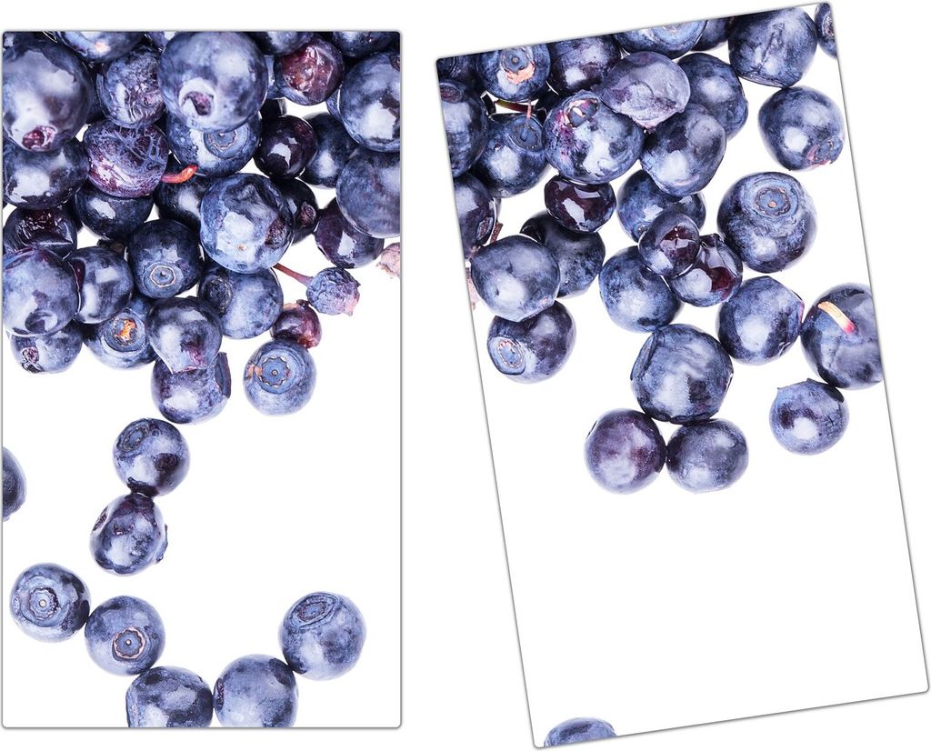 Spritzschutz Herdabdeckplatte Schneidebrett aus Glas Heidelbeeren vor heller Wand 2-Teilig (60x52cm)
