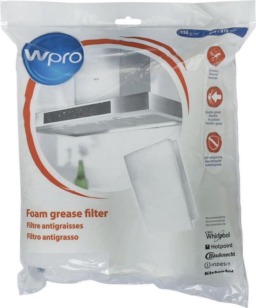 Fettfiltermatte Fettfilter rechteckig zuschneidbar 970x470mm Dunstabzugshaube Whirlpool Bauknecht 484000008523 Wpro UGF016 Universal einsetzbar auc...