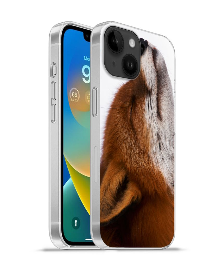 MuchoWow Handyhülle Schutzhülle Hülle für Apple iPhone 14 - Softcase Fuchs - Nase - Weiß Silikon Softcase Handy Hülle - Mobiltelefonhülle