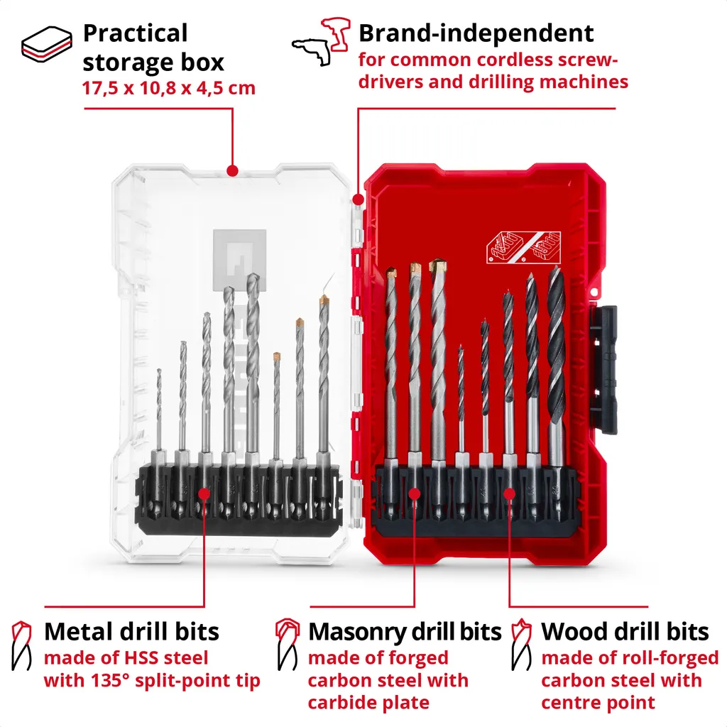 Coffret de perçage bois Einhell 16 pièces pour perceuses et visseuses - 10