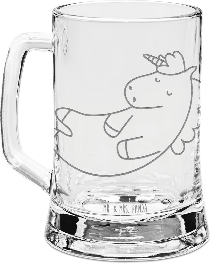 Mr. & Mrs. Panda Krug Einhorn Wolke 7 - Transparent - Geschenk, Unicorn, Witzig, Lustig, Seidel, Humpen, Einhörner, Gravur Bierkrug, Bierhumpen, G...