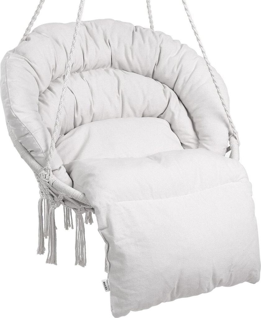 Hammock Swinging Chair Macramé Hanging Chair with Cushion Indoor & Outdoor