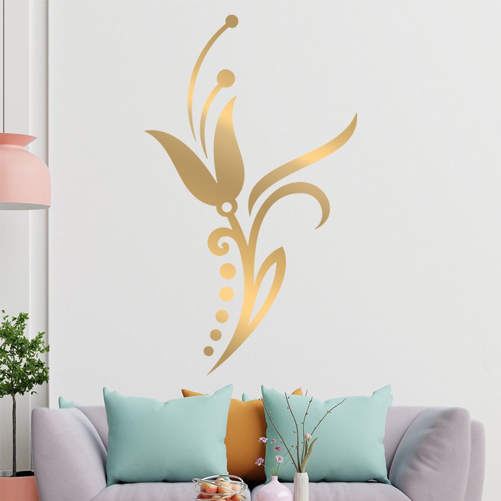 Blume - Linien Punkte Wandtattoo in 6 Größen - Wandaufkleber Wall Sticker - Dekoration, Küche, Wohnzimmer, Schlafzimmer, Badezimmer