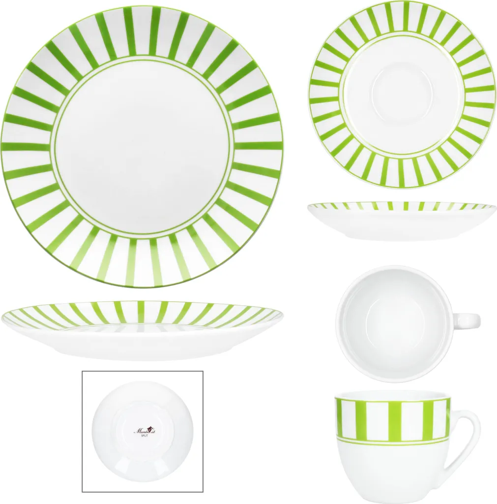 Offerta servizio caffè 18 pezzi porcellana Split verde 6 persone - 9
