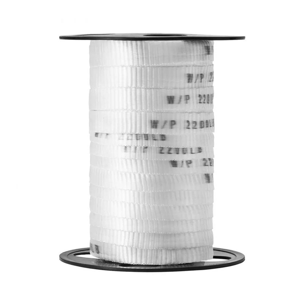 Cinghia di trazione in poliestere - Lunghezza 33 m x larghezza 1,6 cm - Capacità di trazione 998 kgf - Fettuccia stampata per tirare i cavi - Per imballaggio, giardinaggio, impianti elettrici commerciali, lavori di cablaggio - Bianco - 9