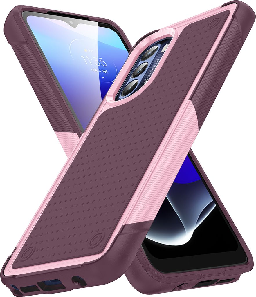 Für Motorola Moto G Stylus 5G (2022) Hülle Militärqualität Stoßfest Hybrid 2 in 1 Hart PC Weich TPU Handyhülle Pink Rot