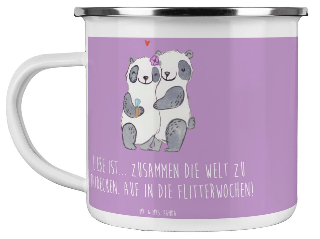Mr. & Mrs. Panda Pott Liebe Flitterwochen - Lavendeltraum - Geschenk, unvergessliche Erinnerungen, Teetasse, Zweisamkeit, gemeinsame, Leben genieß...