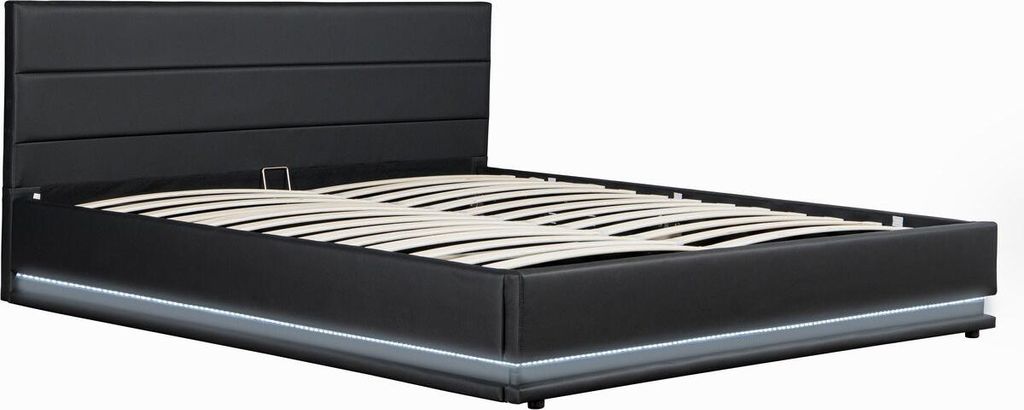 Letto LED con contenitore "Anastasia" - 160 x 200 cm - Nero Immagine del prodotto 