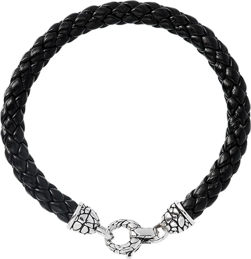 Bracelet Homme en Argent Masculin Albert M. Gourmette Noire et Grise