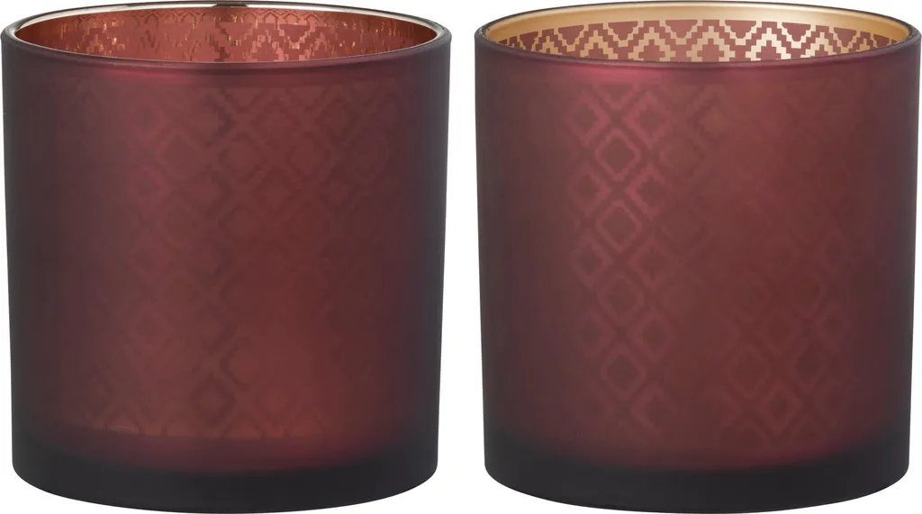 Lanterne orientale pour ambiance chaleureuse - Verre rouge et doré - Lot de 2