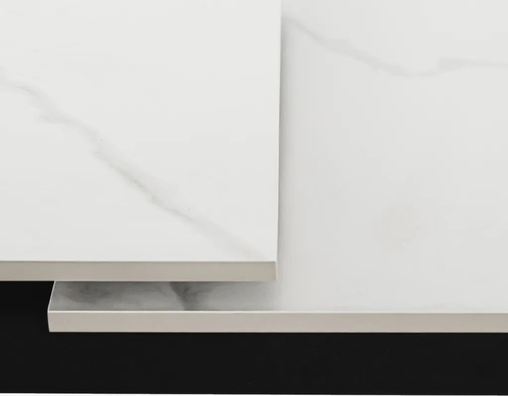 Table de repas extensible 160-200 cm design marbre blanc effet Caracas - 10
