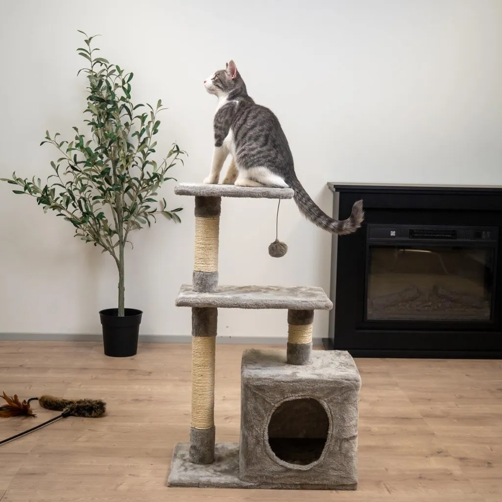 Arbre à chat robuste 80cm Trekker Basic en sisal naturel et peluche - 2