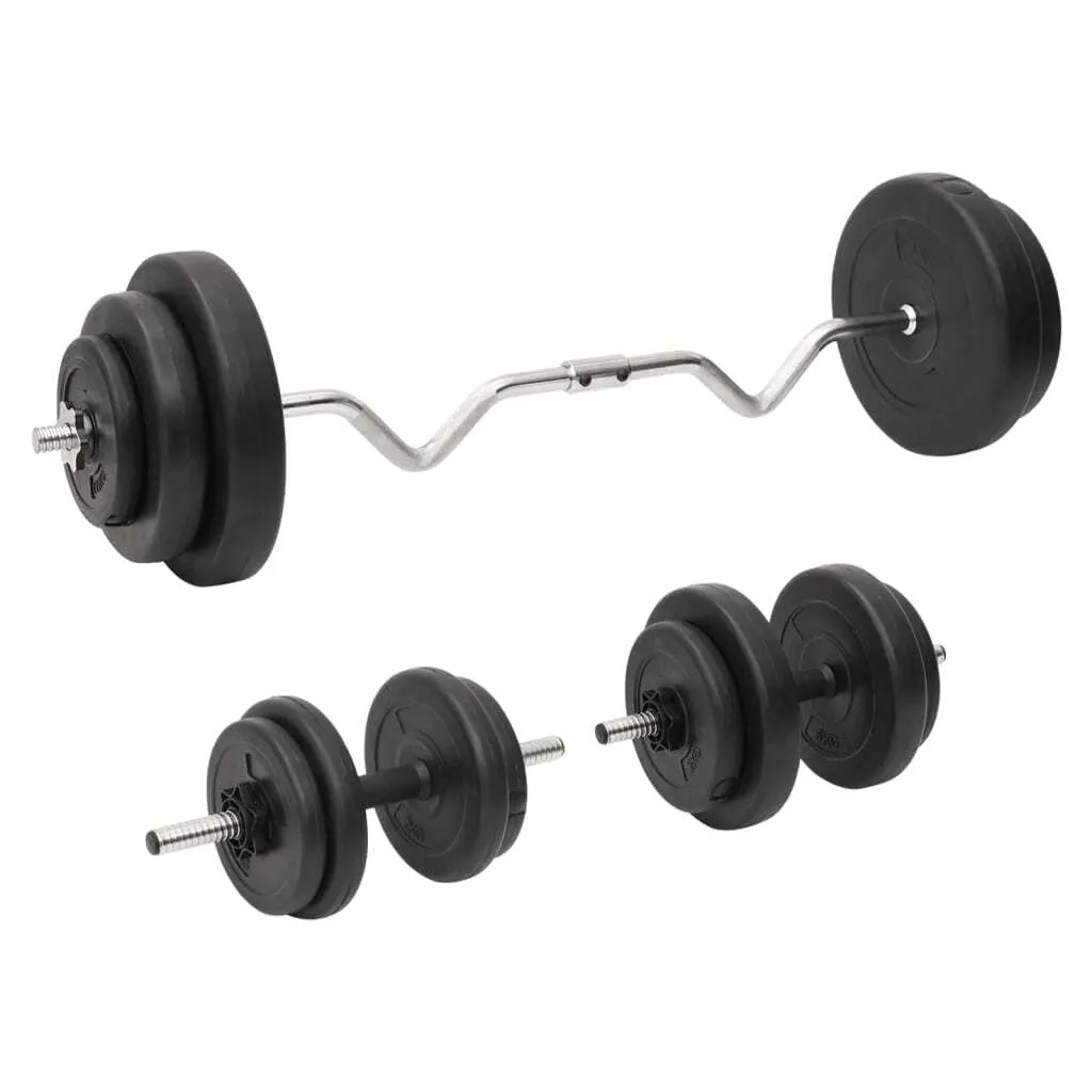 Haltères courts et barre curl 60 kg pour musculation à domicile complète