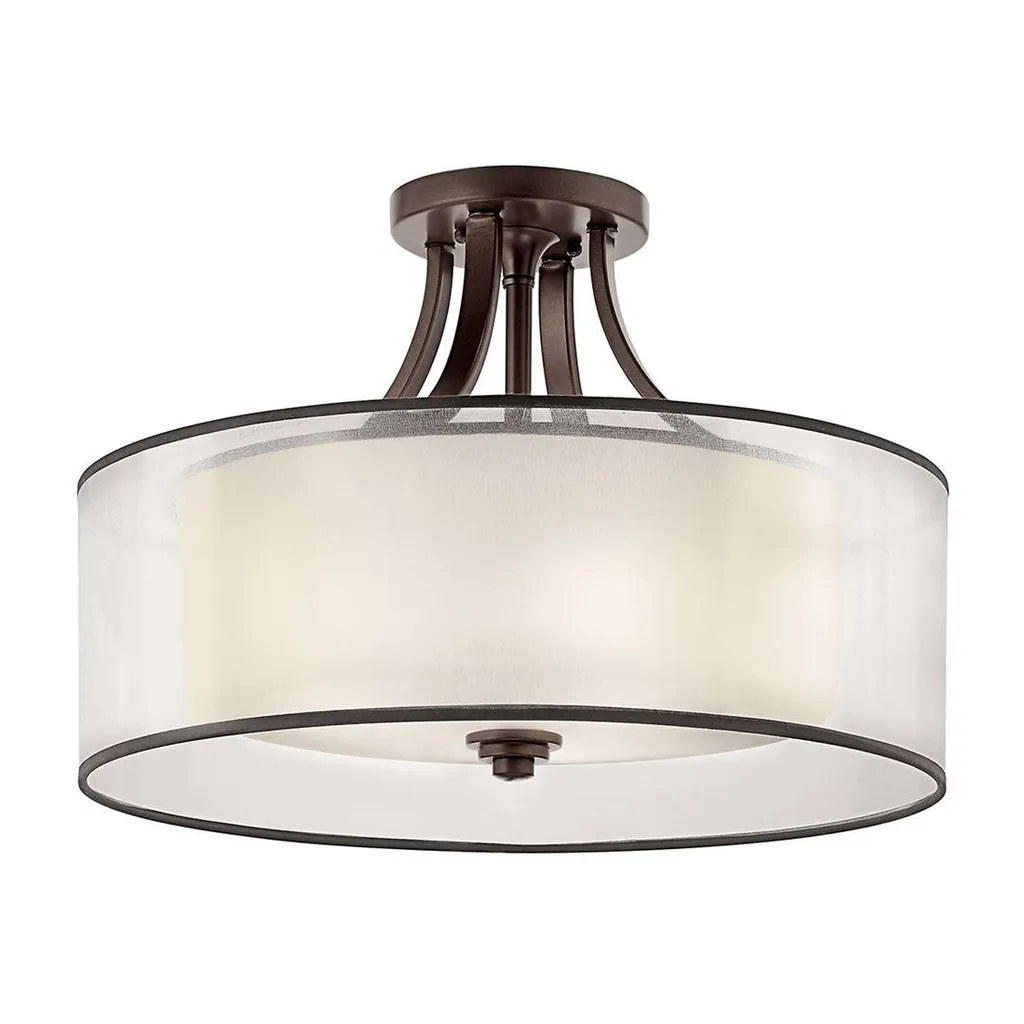 Plafonnier en lin verre et acier D 50,8 cm luminaire design moderne