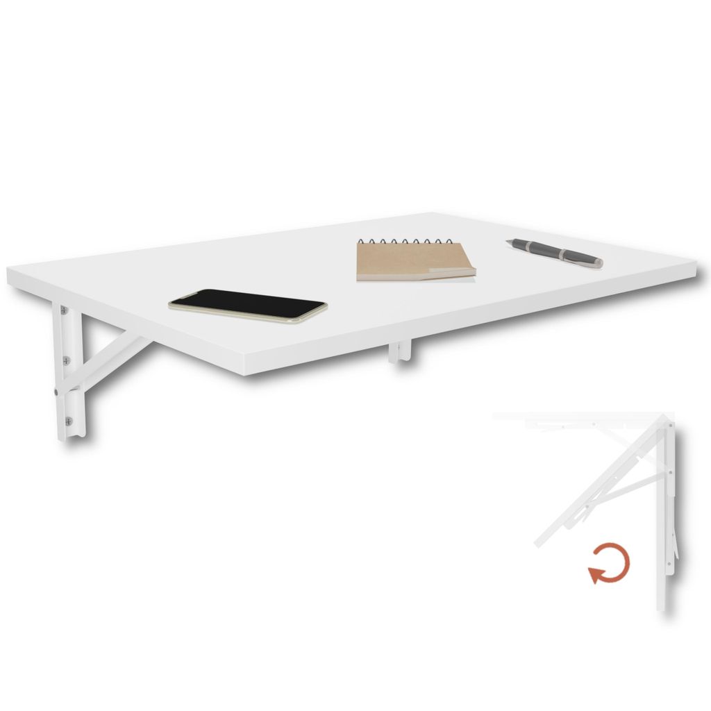 Wandklapptisch Schreibtisch Tischplatte 60x40 cm in Weiß Produktbild 